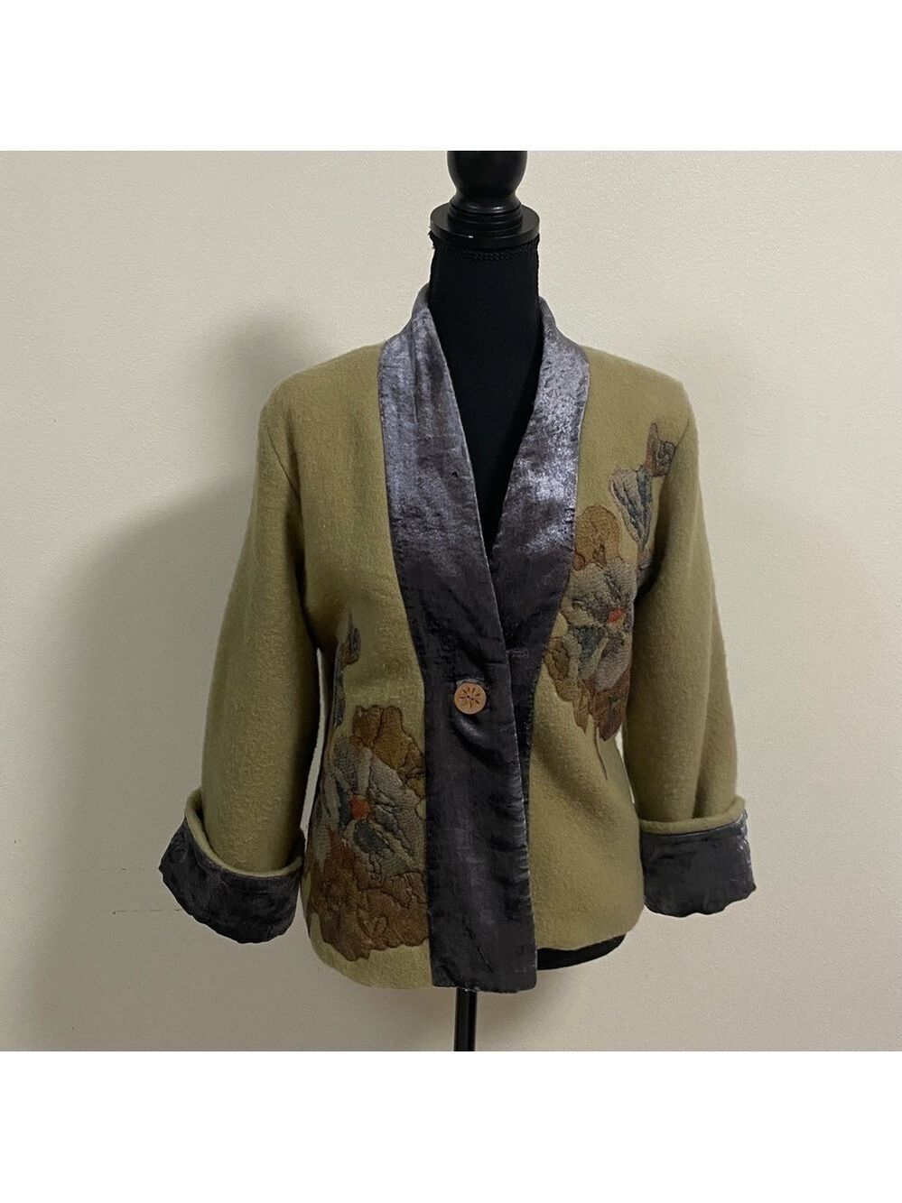 Soft Surroundings Adagio Boiled Wool BlendTapestry Kimono Jacket size Small